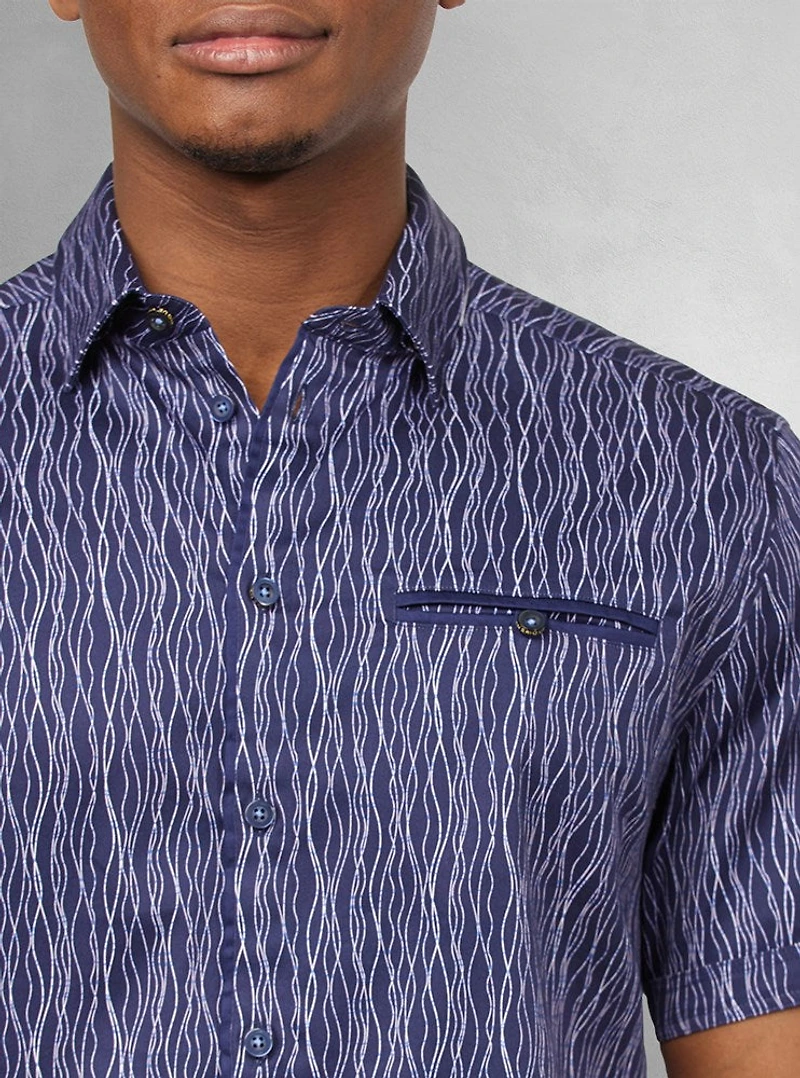 Chemise décontractée en stretch à manches courtes pour hommes