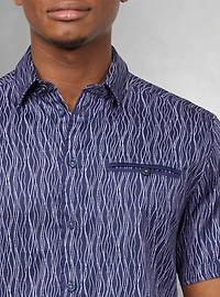 Chemise décontractée en stretch à manches courtes pour hommes