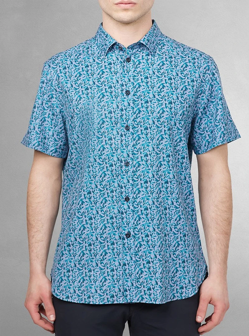 Chemise décontractée en stretch à manches courtes pour hommes