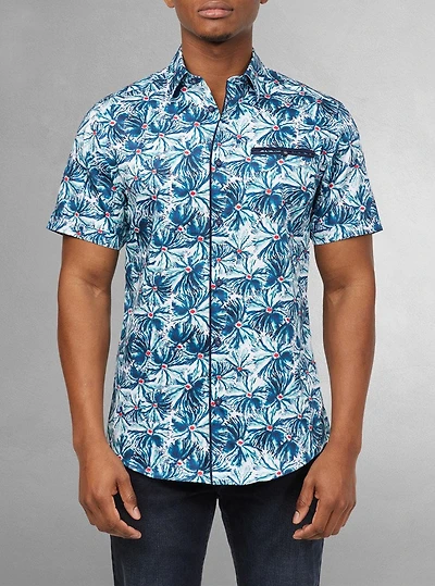Chemise décontractée en stretch à manches courtes pour hommes