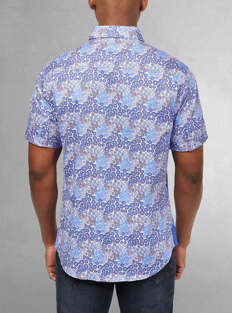 Chemise décontractée en stretch à manches courtes pour hommes