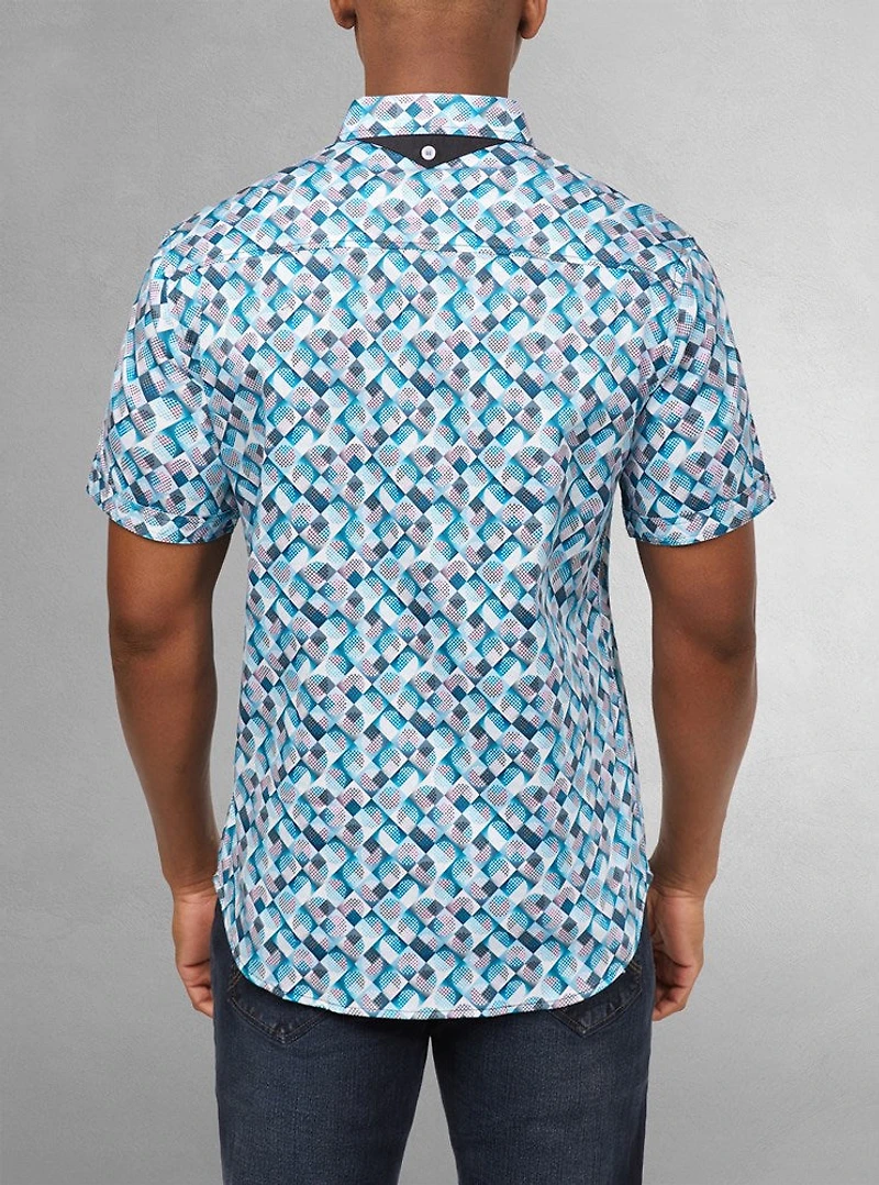Men's casual short sleeve stretch shirt