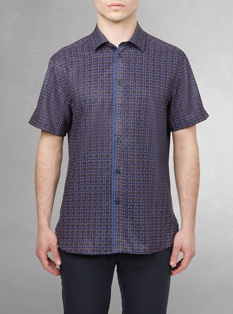 Chemise décontractée en stretch à manches courtes pour hommes