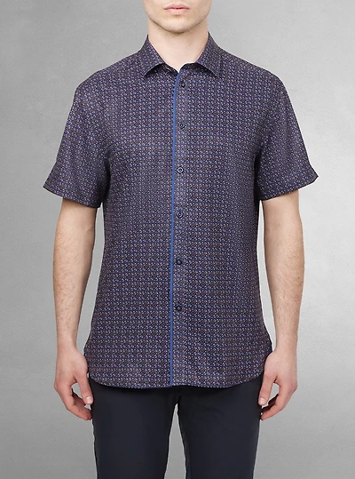 Chemise décontractée en stretch à manches courtes pour hommes