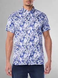 Chemise décontractée en stretch à manches courtes pour hommes