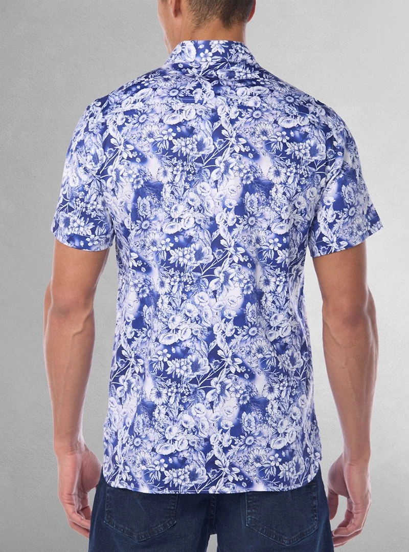 Chemise décontractée en stretch à manches courtes pour hommes