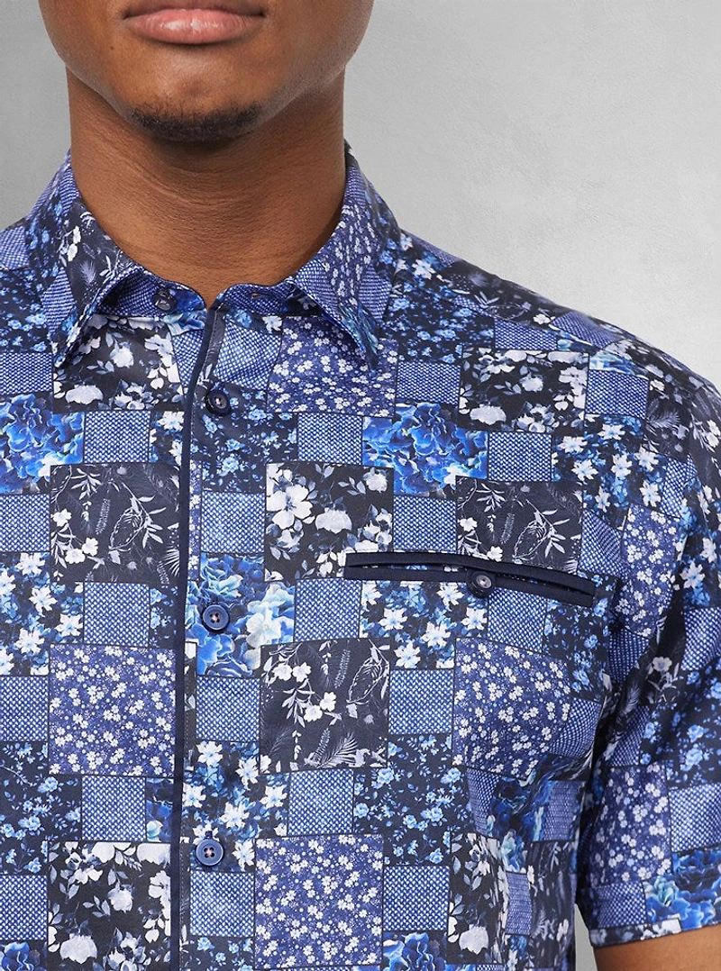 Chemise décontractée en stretch à manches courtes pour hommes