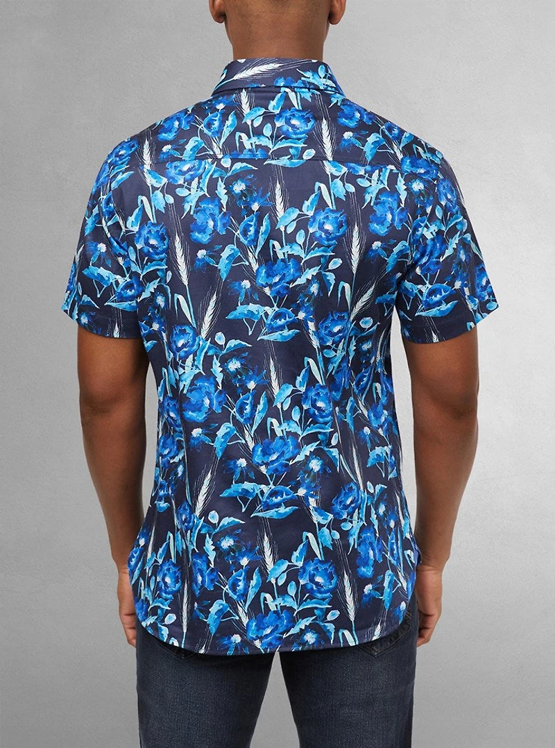 Men's casual short sleeve stretch shirt