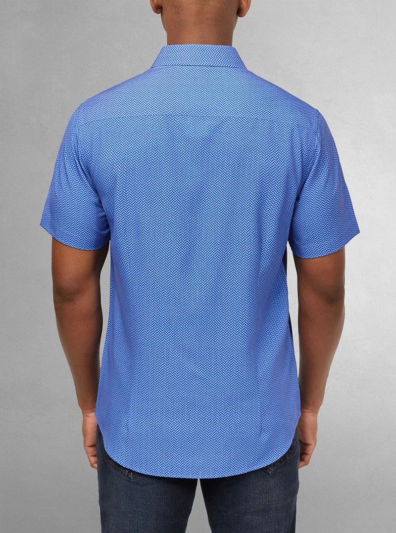 Chemise décontractée en stretch à manches courtes pour hommes