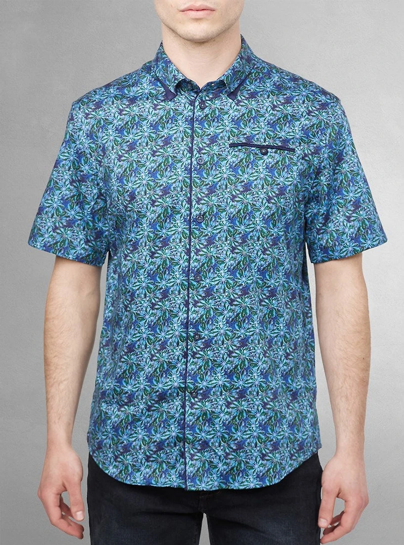 Chemise décontractée en stretch à manches courtes pour hommes