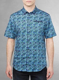 Chemise décontractée en stretch à manches courtes pour hommes