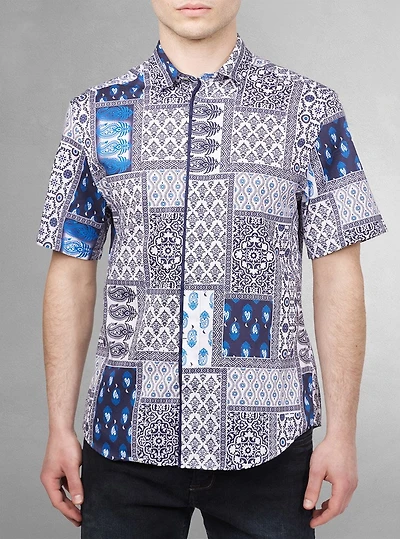 Chemise décontractée en stretch à manches courtes pour hommes