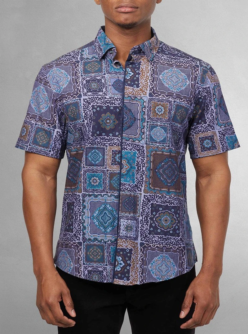 Men's casual short sleeve stretch shirt