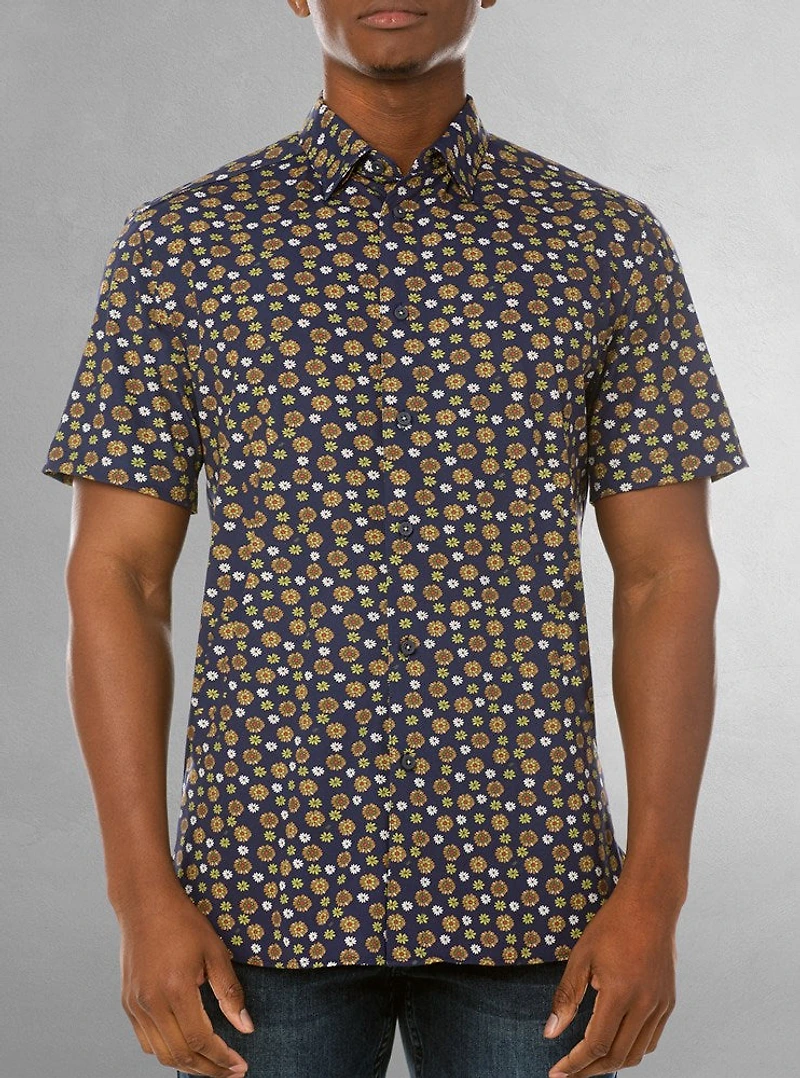 Chemise décontractée en stretch à manches courtes pour hommes