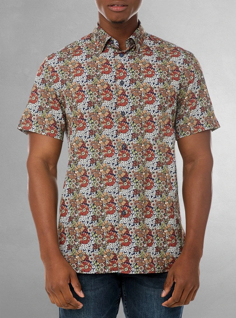 Chemise décontractée en stretch à manches courtes pour hommes