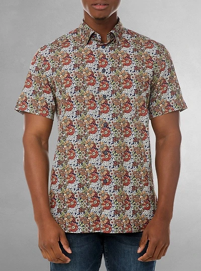 Chemise décontractée en stretch à manches courtes pour hommes