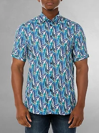 Chemise décontractée en stretch à manches courtes pour hommes