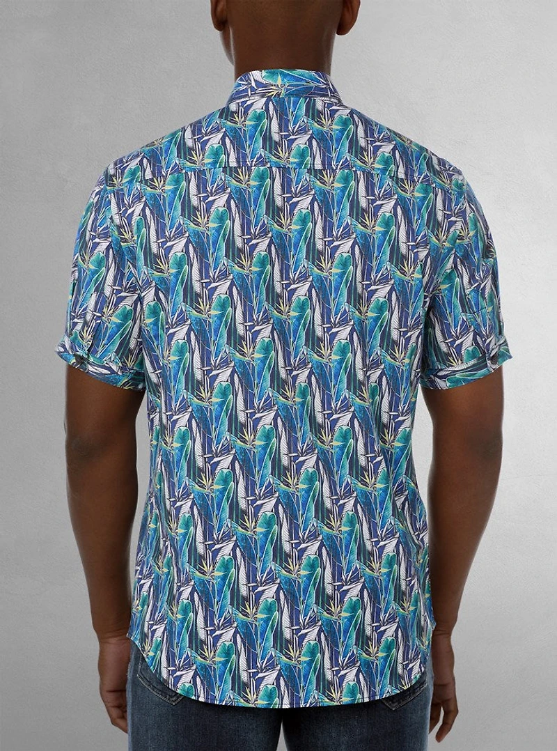 Chemise décontractée en stretch à manches courtes pour hommes