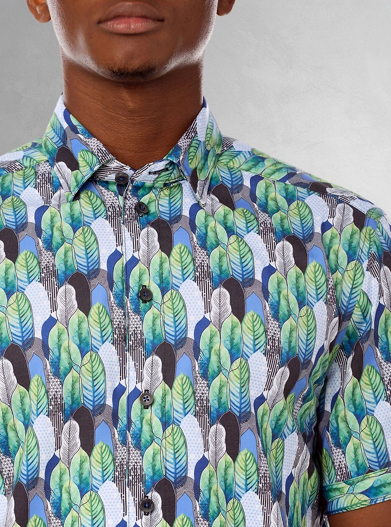 Men's casual short sleeve stretch shirt