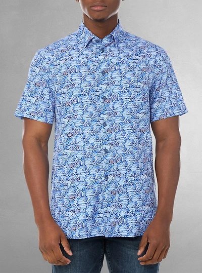 Chemise décontractée en stretch à manches courtes pour hommes