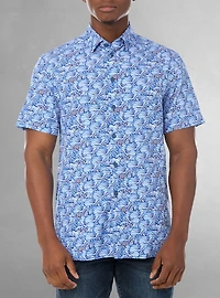 Chemise décontractée en stretch à manches courtes pour hommes