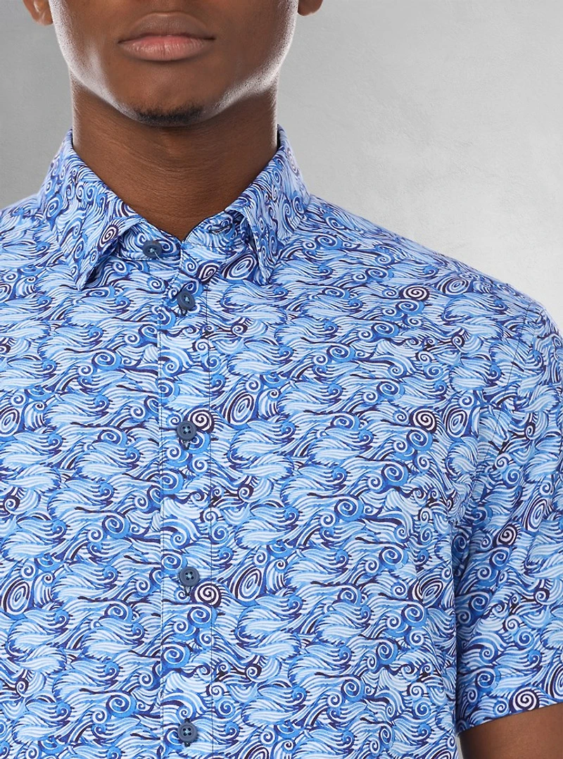 Chemise décontractée en stretch à manches courtes pour hommes