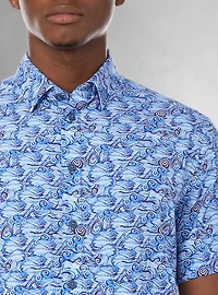 Chemise décontractée en stretch à manches courtes pour hommes