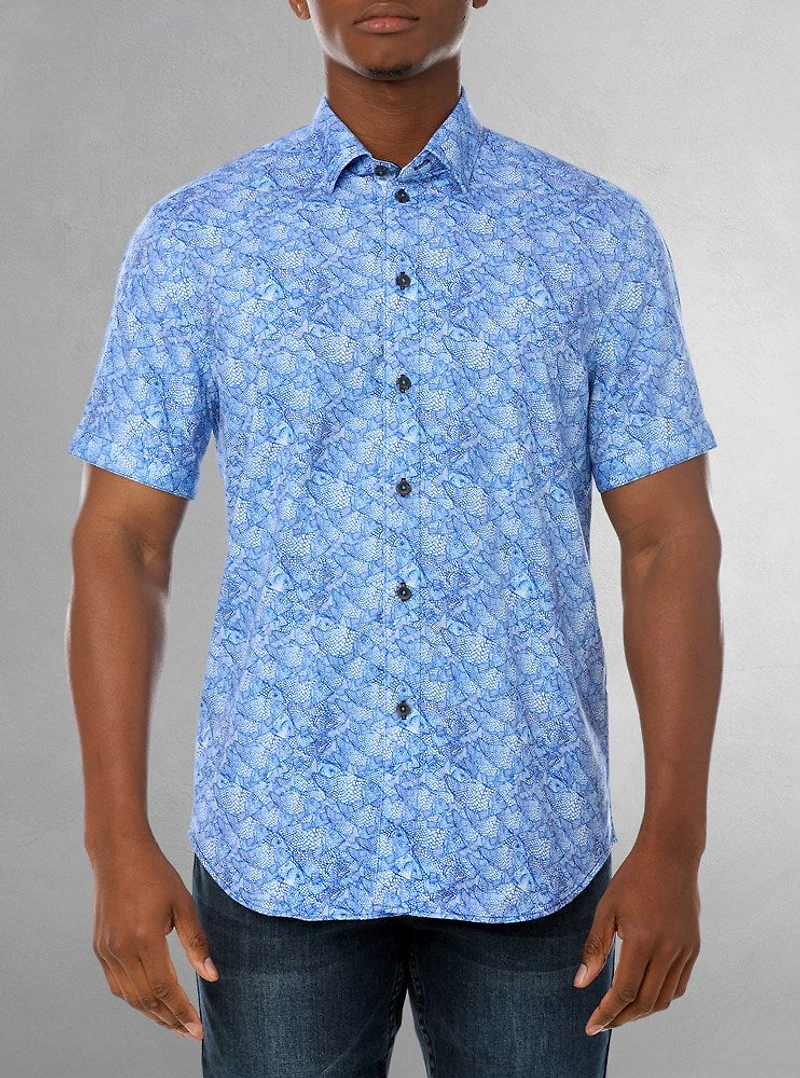 Chemise décontractée en stretch à manches courtes pour hommes