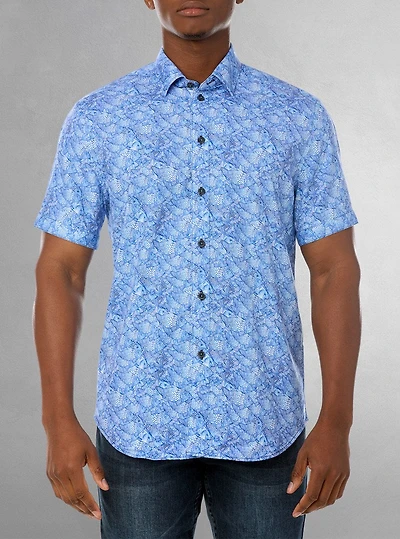 Chemise décontractée en stretch à manches courtes pour hommes