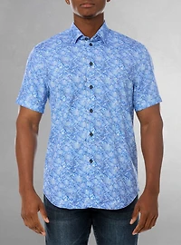 Chemise décontractée en stretch à manches courtes pour hommes