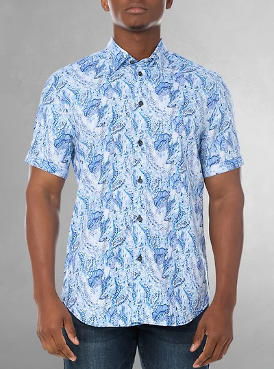 Chemise décontractée en stretch à manches courtes pour hommes
