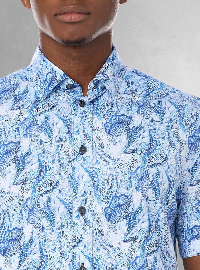 Chemise décontractée en stretch à manches courtes pour hommes