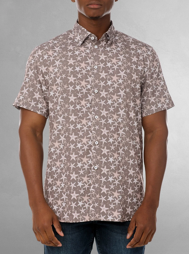 Chemise décontractée en stretch à manches courtes pour hommes