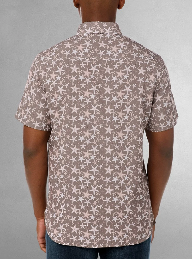 Chemise décontractée en stretch à manches courtes pour hommes