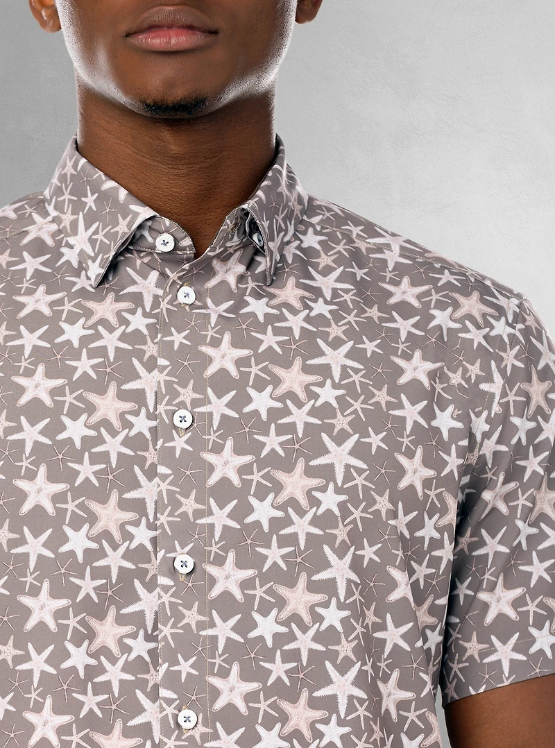 Chemise décontractée en stretch à manches courtes pour hommes
