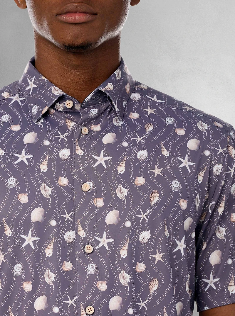Men's casual short sleeve stretch shirt