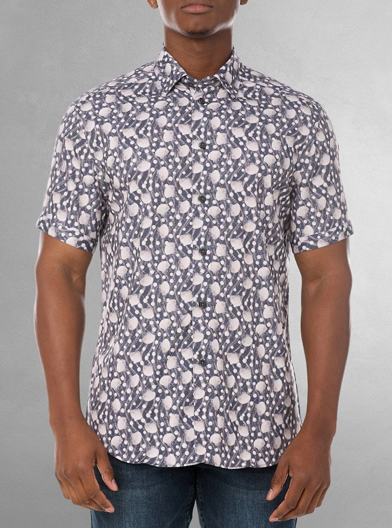 Chemise décontractée en stretch à manches courtes pour hommes