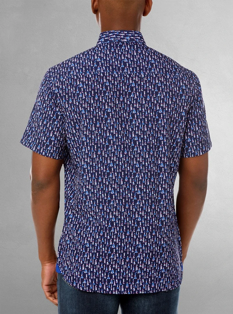 Chemise décontractée en stretch à manches courtes pour hommes