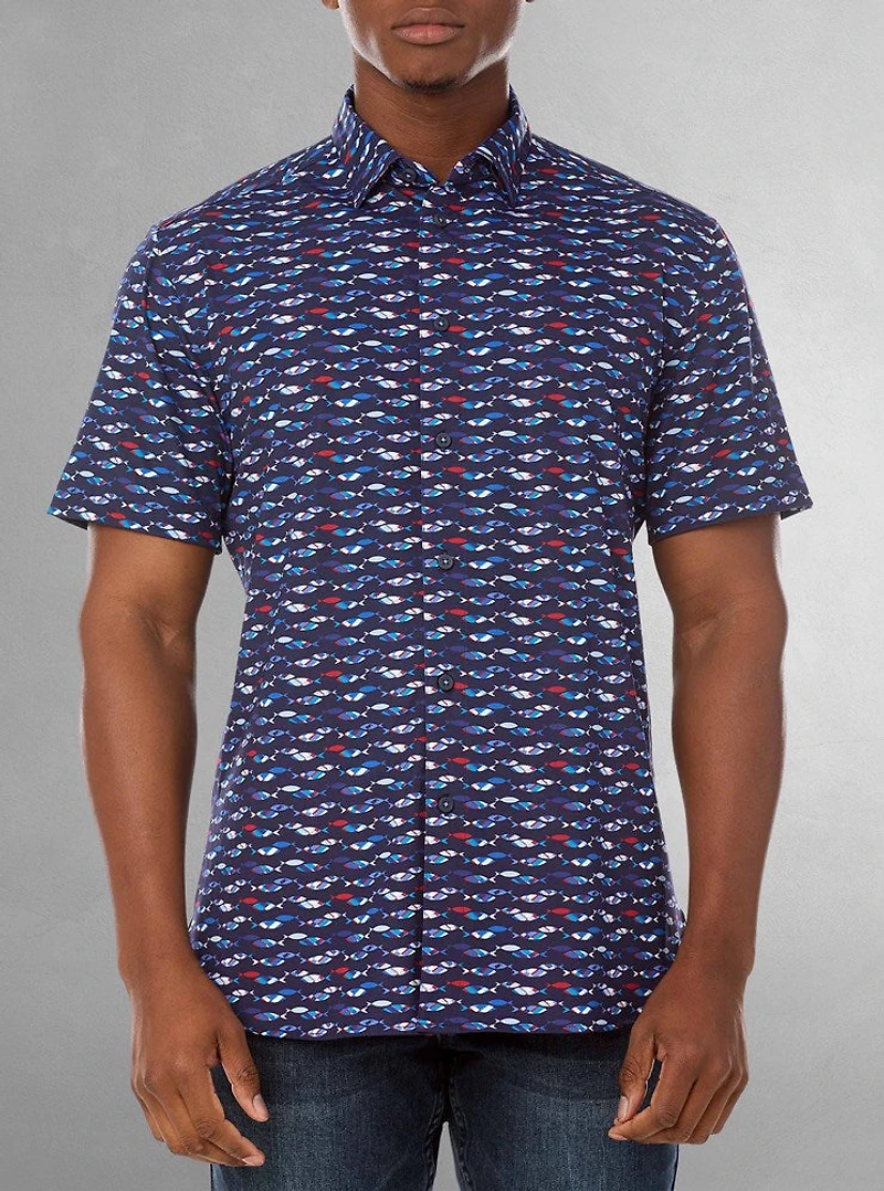Chemise décontractée en stretch à manches courtes pour hommes
