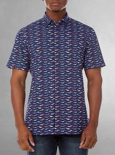 Chemise décontractée en stretch à manches courtes pour hommes