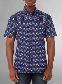Chemise décontractée en stretch à manches courtes pour hommes