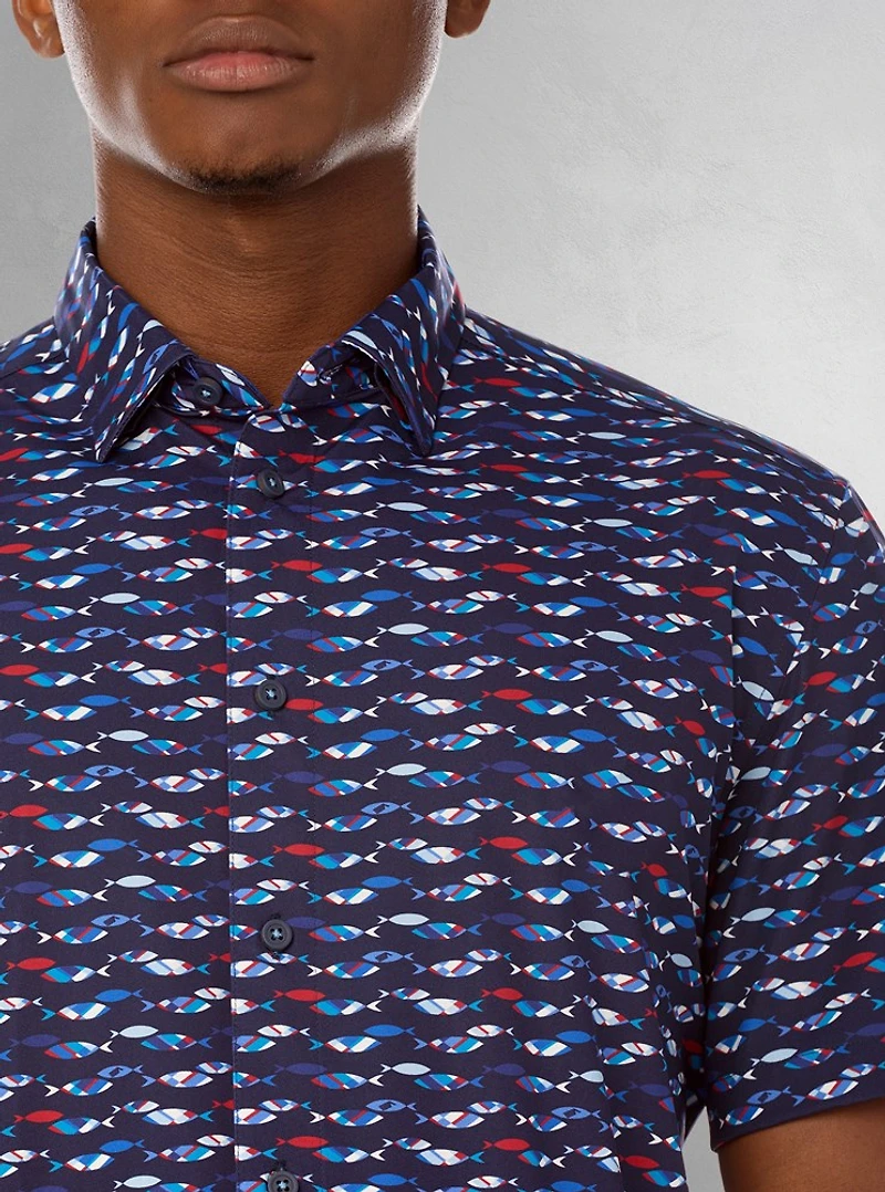 Men's casual short sleeve stretch shirt