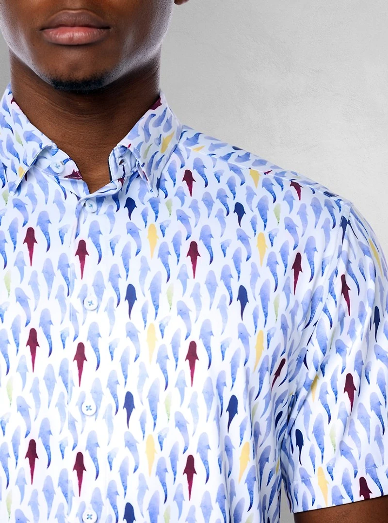 Chemise décontractée en stretch à manches courtes pour hommes