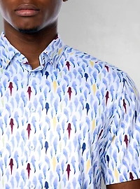 Chemise décontractée en stretch à manches courtes pour hommes