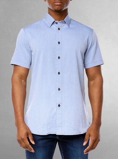 Chemise décontractée en stretch à manches courtes pour hommes