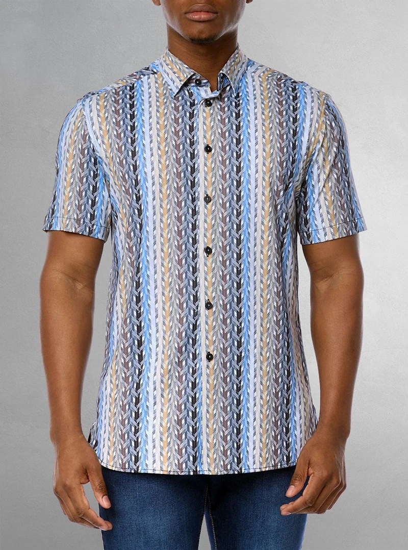 Chemise décontractée en stretch à manches courtes pour hommes