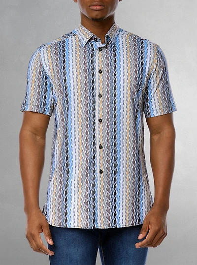 Chemise décontractée en stretch à manches courtes pour hommes