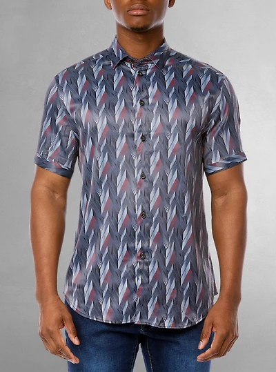 Chemise décontractée en stretch à manches courtes pour hommes