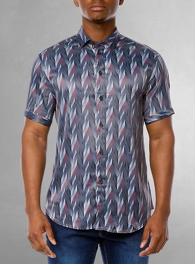 Chemise décontractée en stretch à manches courtes pour hommes