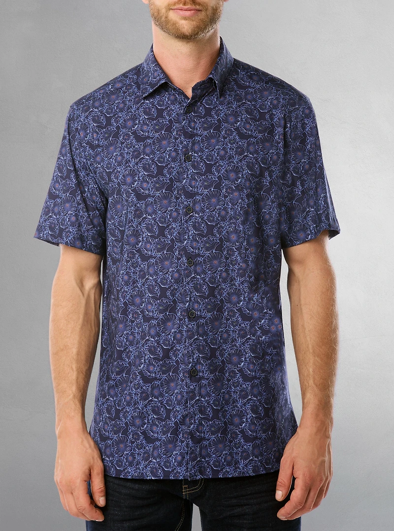 Men's casual short sleeve stretch shirt